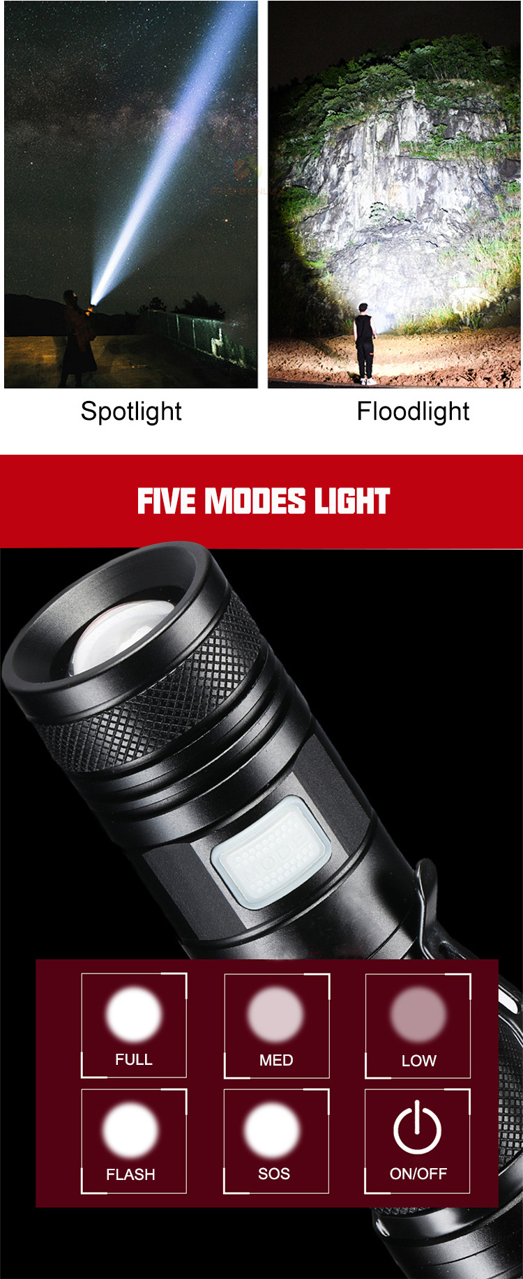 long distance 18650 custom small high power taschenlampe zoom super bright powerful rechargeable led edc mini flashlight