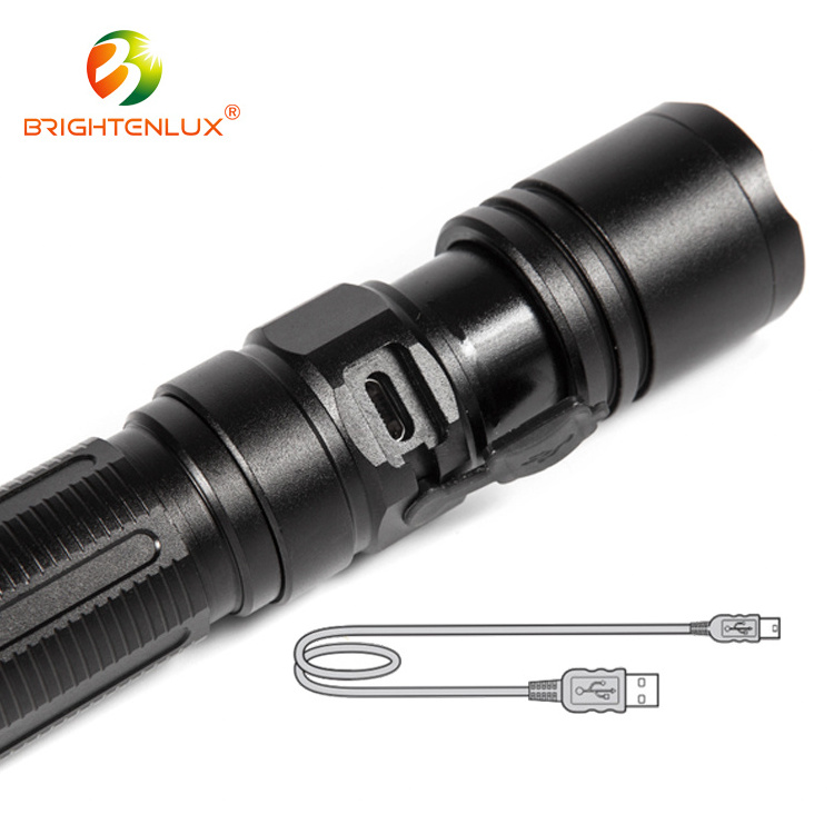 new oem led flashlight Emergency Outdoor Usage Sliver Aluminum Small Powerful Pocket 10W Bulk mini usb zoom led flashlight