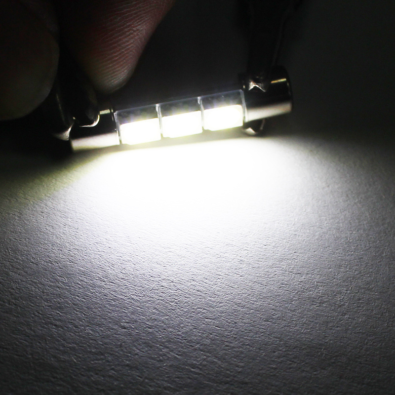 28mm 29mm 3 SMD 5050 LED Lamp Bulb For Car Interior Sun Visor Vanity Mirror Fuse Light Pure White DC12V car-styling