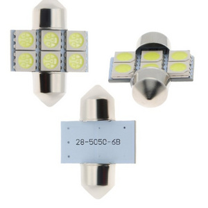 White 28mm 5050 6SMD LED Festoon Car Interior Dome Map Reading Lamp Fuse Sun Visor Vanity Mirror Light Bulb