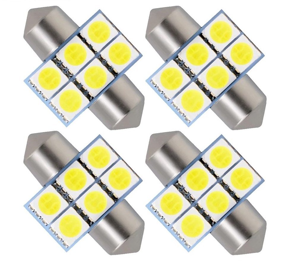 White 28mm 5050 6SMD LED Festoon Car Interior Dome Map Reading Lamp Fuse Sun Visor Vanity Mirror Light Bulb