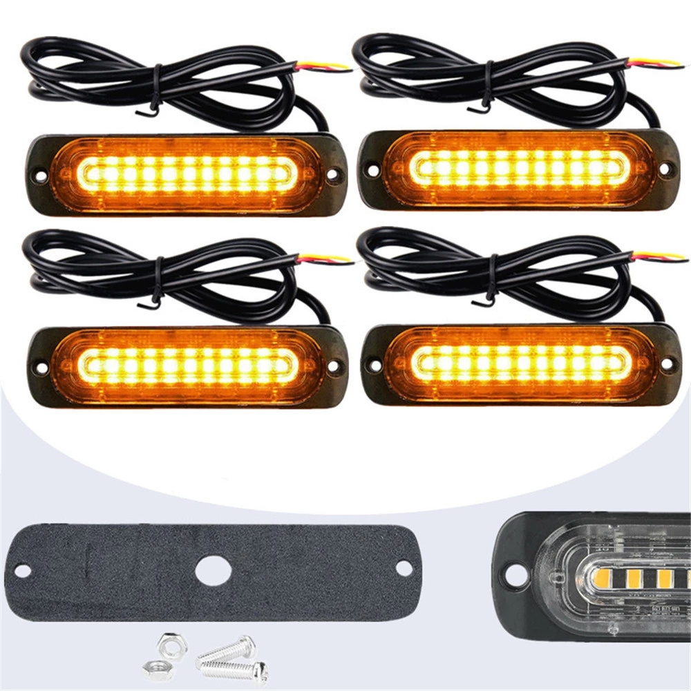 10 LED Strobe Lights Emergency Orange Flashing Light Beacon Yellow Amber Warning Light 12V 24V Stroboscopes For Auto