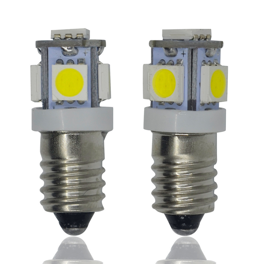 E10 Led Bulb E10 DC 12V 9V 6V 6.3V 3V 4.5V E10 5050 5 SMD LED Light Car Tail Reverse Reading Clearance Lamp Warm White Ice Blue