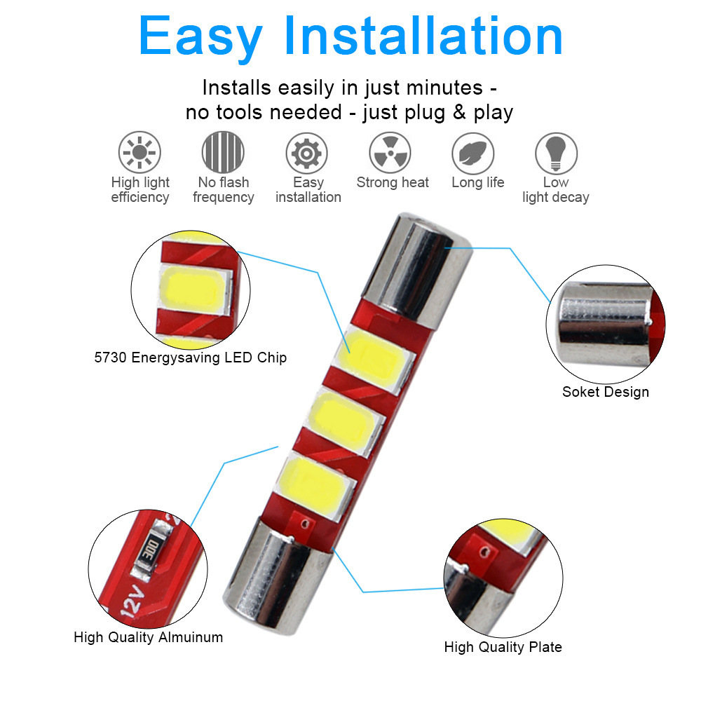 Festoon C5W 5730 28MM 31mm 28/31/36/39/41MM 3SMD Dome Roof Map Box Lights Interior Sun Visor Vantiy Mirror Bulbs