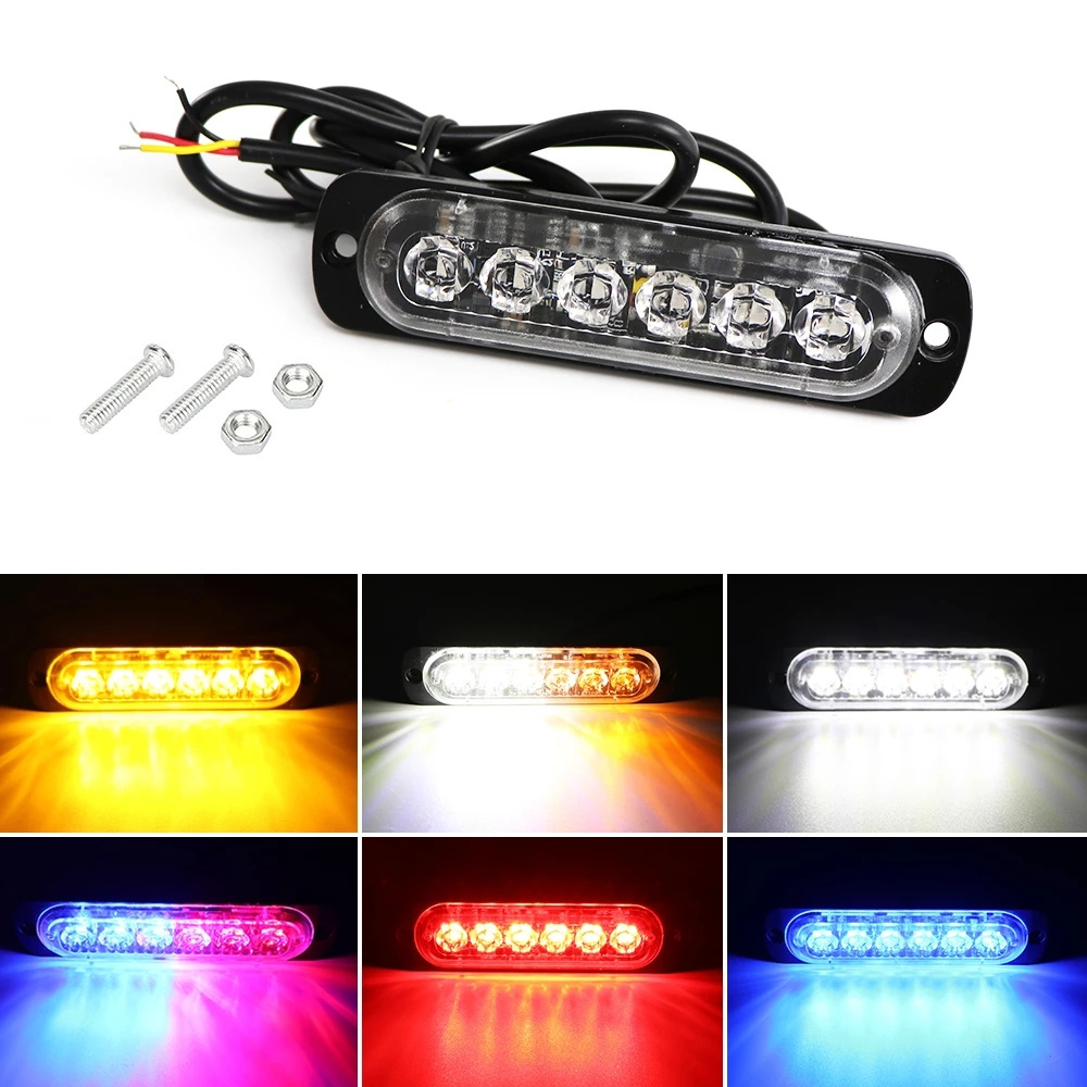 6LED Ultra-thin Car Side Marker Lights for Trucks Strobe Lamp LED Flasher Construction Warning Lights