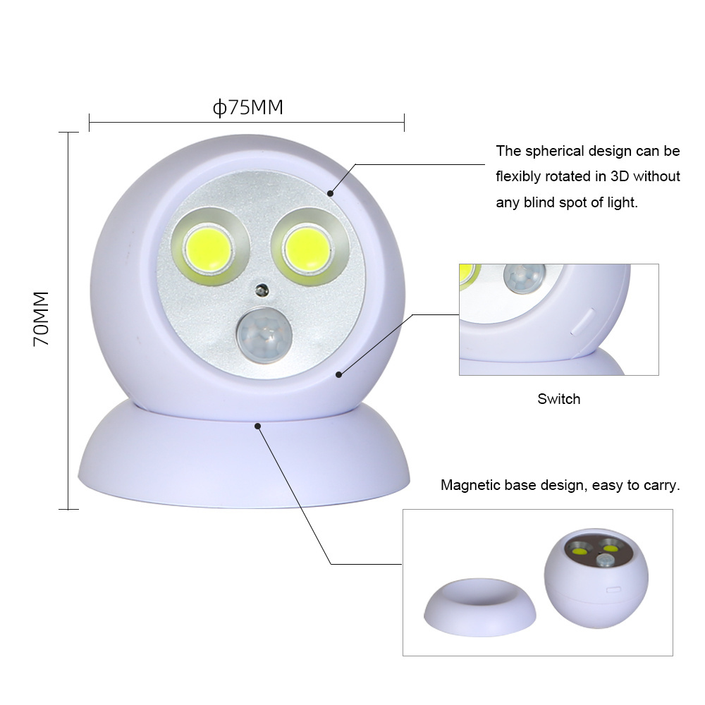 Battery Operated PIR Motion Sensor Night Light Wireless Security Light Lamp for Home Indoor Outdoor Driveway Garden Pathway