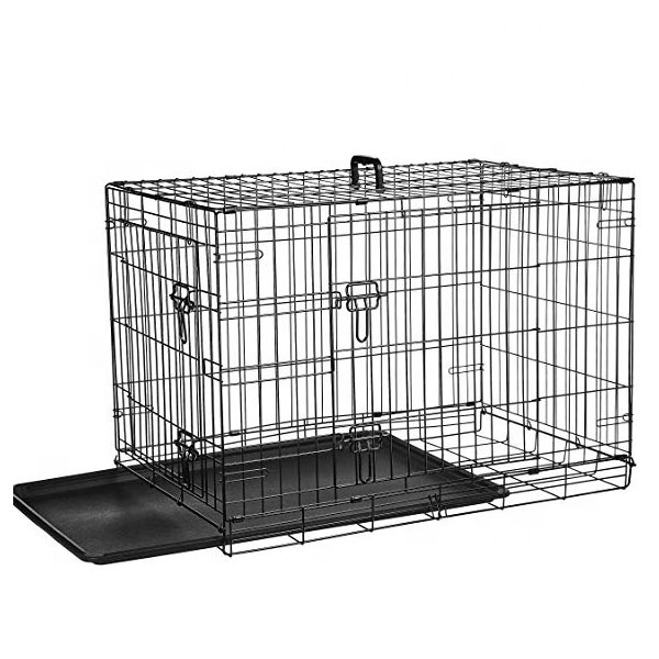 Double Door Folding Dog Metal Crate