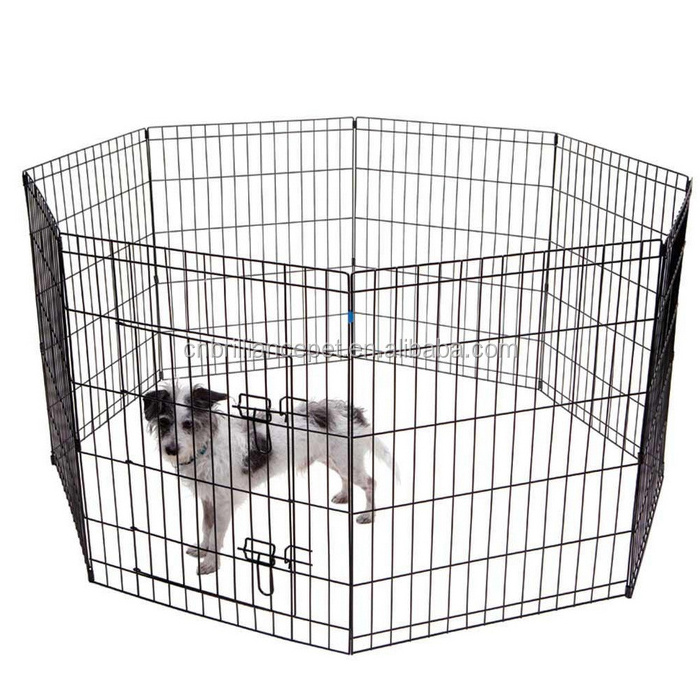 Foldable Metal Exercise Dog Pen; Puppy Playpen Outdoor; Outside Dog Fences with Door