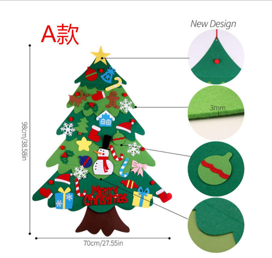 DIY Felt Christmas Tree New Year'S Door Wall Hanging Ornaments Artificial Tree Kids Toys Christmas Decoration For Home Party