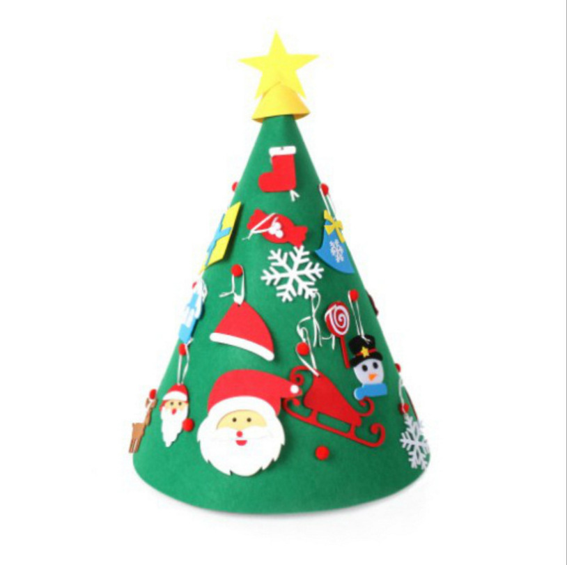 DIY Felt Christmas Tree New Year'S Door Wall Hanging Ornaments Artificial Tree Kids Toys Christmas Decoration For Home Party