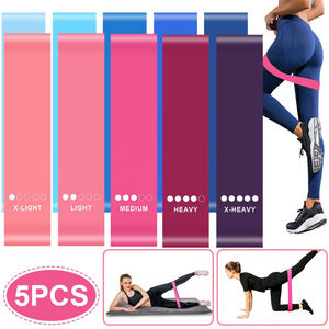 Hot selling Eco set of 5 latex rubber resistance loop exercise bands set for home fitness stretching