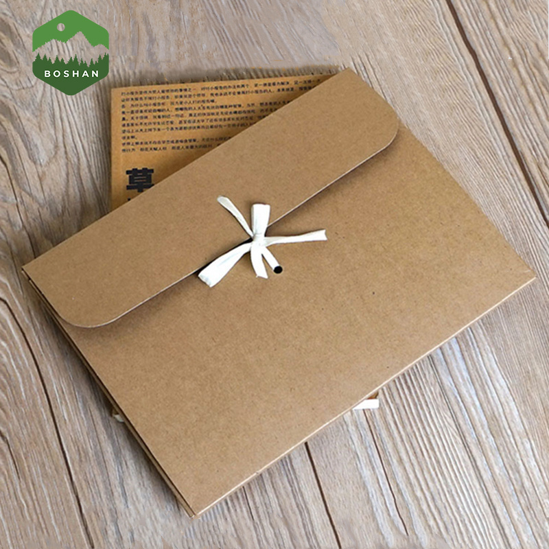 OEM large flat kraft envelope packaging case kraft paper box gift for scarf Handkerchief box for Wedding party gift box