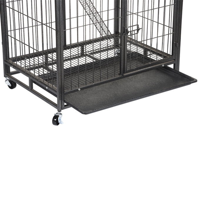 Portable 2-Layer Iron Wire Cat Cage Trap Transport Cage  For Cats Outside Travel Outdoor