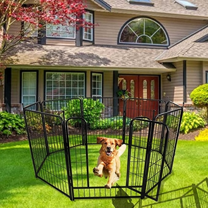 Black Dog Playpen Outdoor Puppy Pet Fence Barrier Kennel for Pet Animals Cat Dogs Puppy