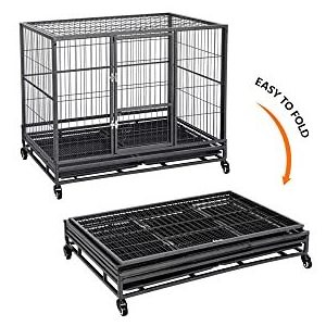 Portable Folding Large Metal Pet Dog Cages Carriers Houses Indoor Outdoor Kennel Crates