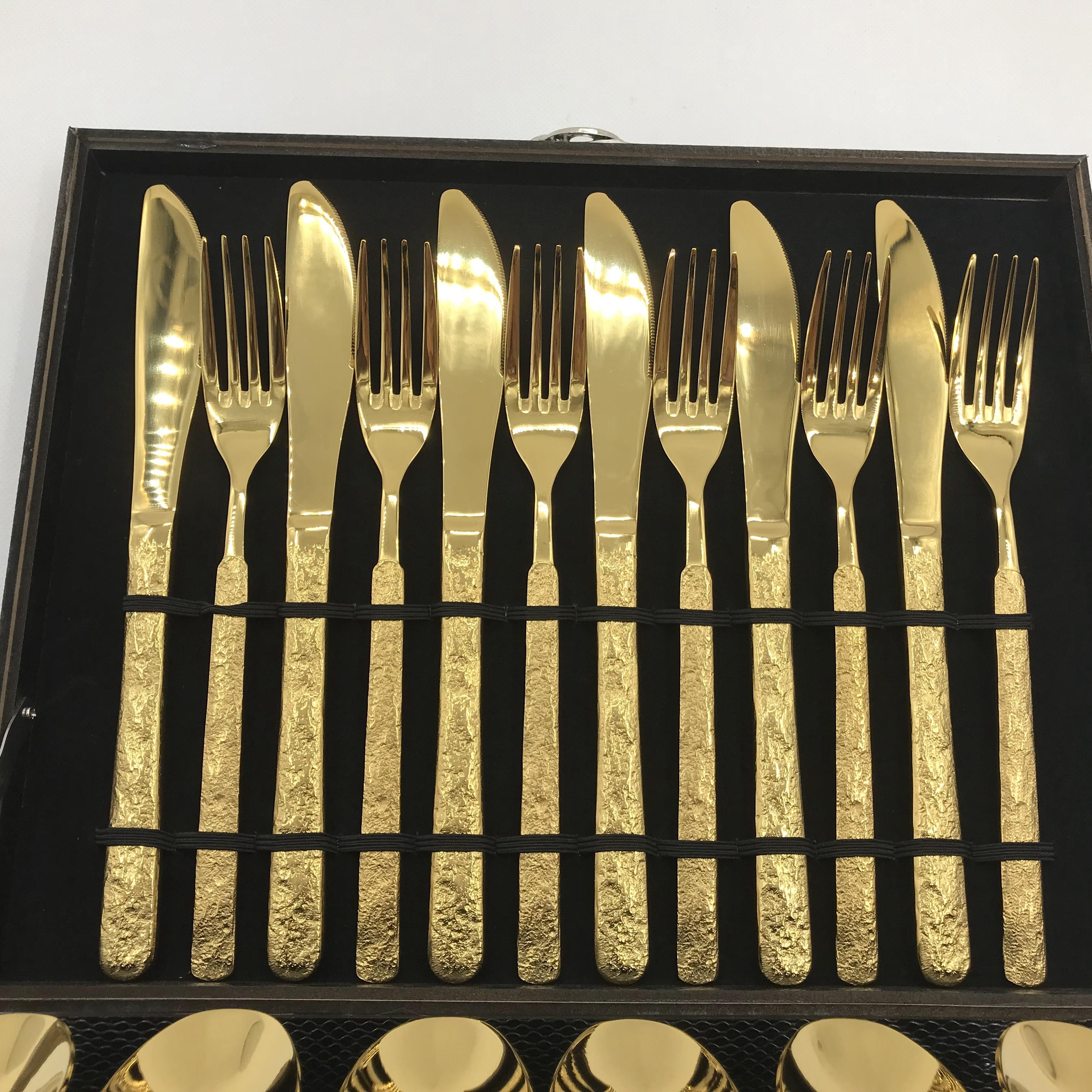 High End Silverware Knife Spoon Fork Set 18/10 Stainless Steel 24pcs Cutlery Set Gold Flatware Set