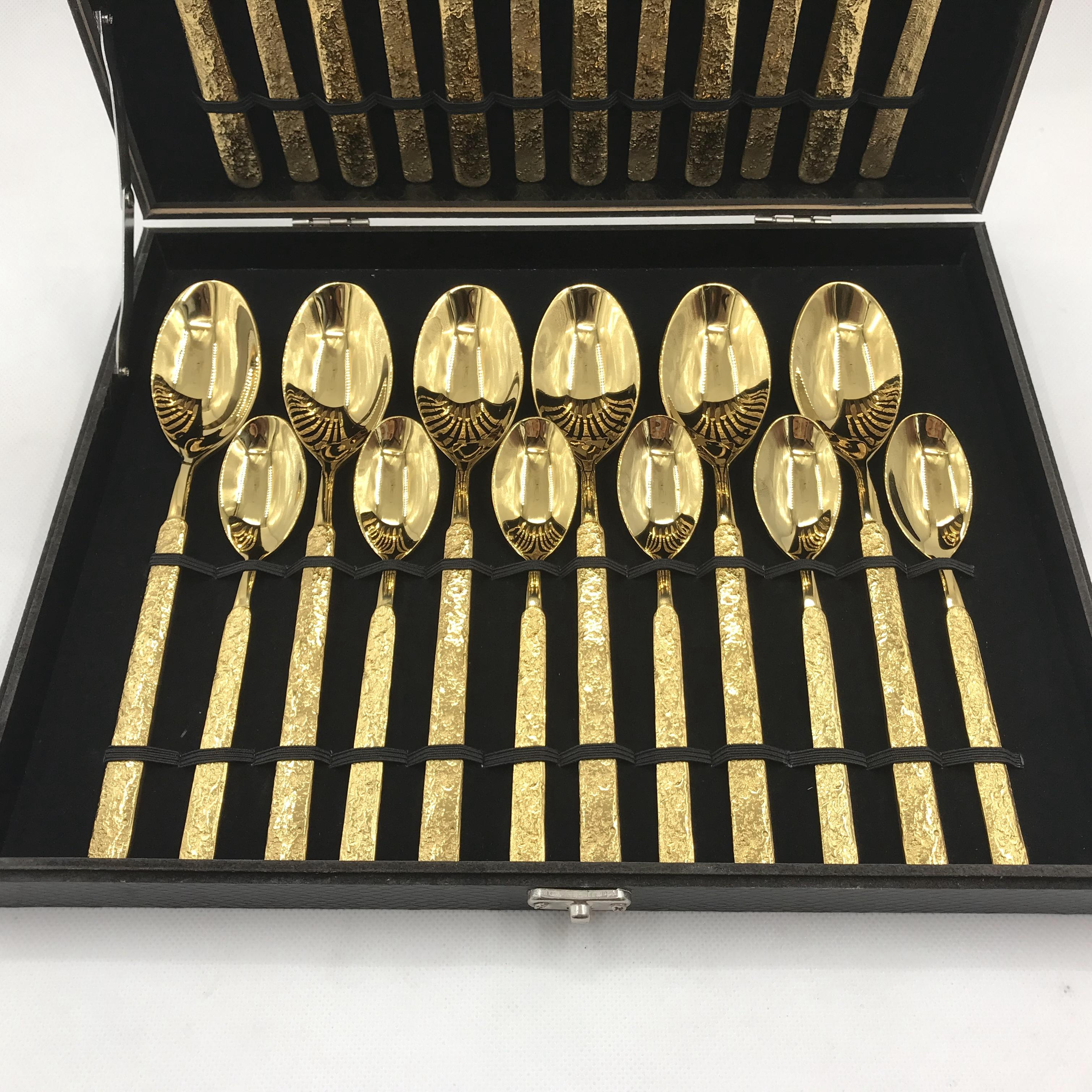 High End Silverware Knife Spoon Fork Set 18/10 Stainless Steel 24pcs Cutlery Set Gold Flatware Set