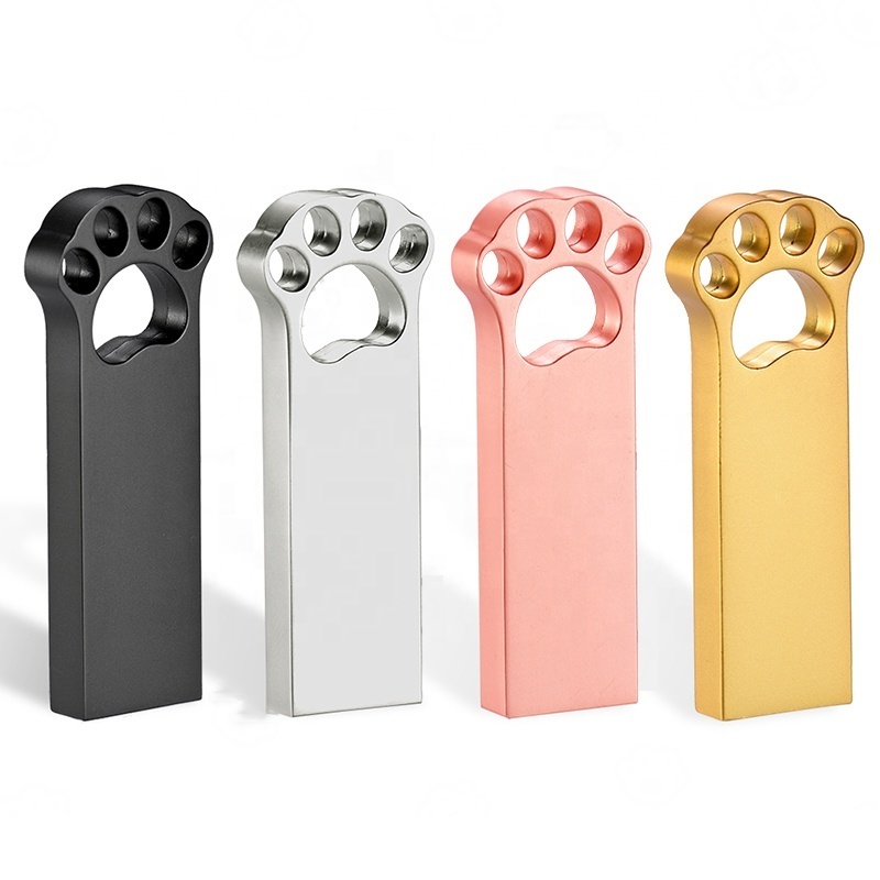 Cute Cat Claw Paw U disk Mini Gift Lanyard Pendrive 128 Gb 16g 64gb USB Key Stick 32G Metal Flash Drive Customized logo