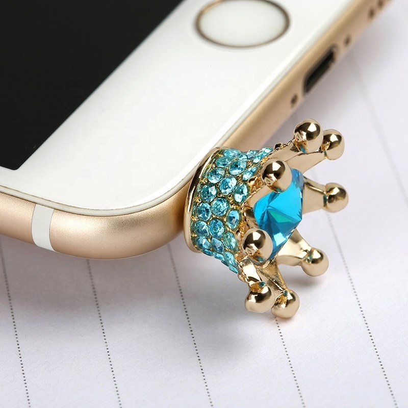 Low Price Rhinestone Dust stopper Luxurious diamond crown 3.5mm Earphone Jack Anti Dust Plug For iPhone headphone cover