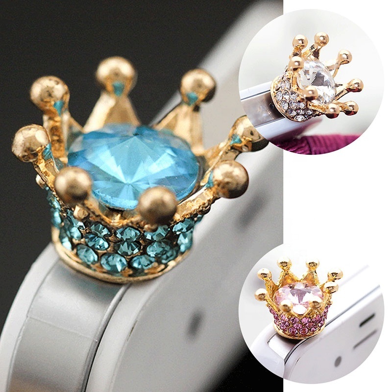 Low Price Rhinestone Dust stopper Luxurious diamond crown 3.5mm Earphone Jack Anti Dust Plug For iPhone headphone cover