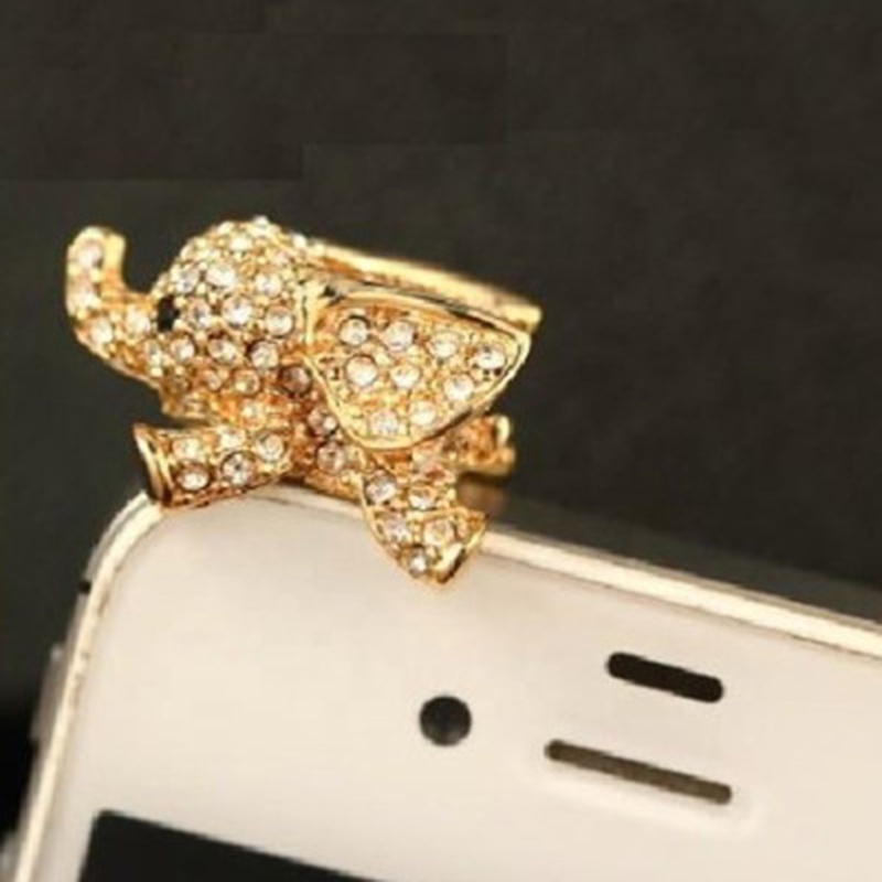 Cute Dumbo Design with Diamond Mobile Phone Ear cover Dust Plug for Iphone for Xiaomi and All 3.5mm Earphone Dust Plug