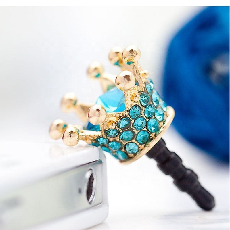 Low Price Rhinestone Dust stopper Luxurious diamond crown 3.5mm Earphone Jack Anti Dust Plug For iPhone headphone cover