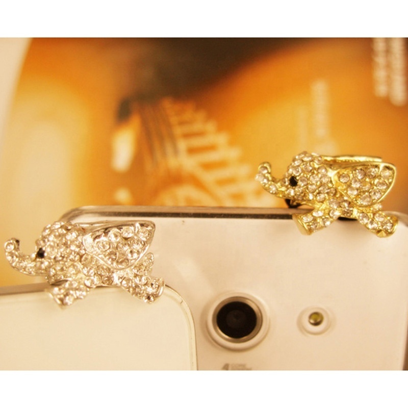 Cute Dumbo Design with Diamond Mobile Phone Ear cover Dust Plug for Iphone for Xiaomi and All 3.5mm Earphone Dust Plug