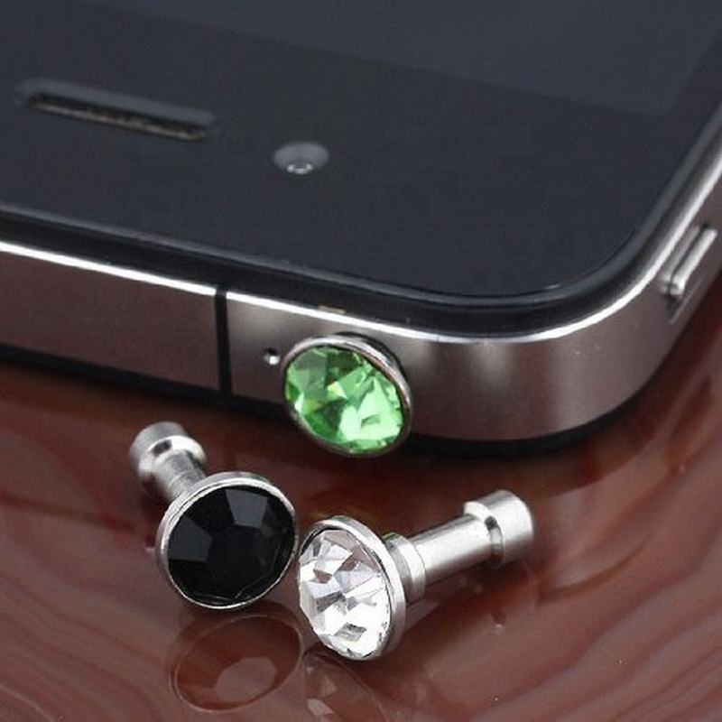 Bling Diamond Dust Plug 3.5mm Cell Phone Earphone cover For iPhone Samsung HTC Crystal Rhinestone Headphone Jack Stopper