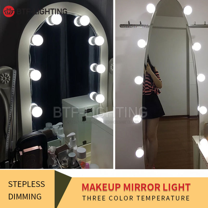 BTF LIGHTING white color DC5V tunable cw ww nw dressing table lights set makeup vanity led mirror light bulb