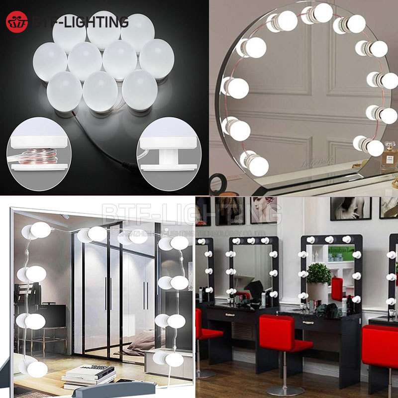 BTF LIGHTING white color DC5V tunable cw ww nw dressing table lights set makeup vanity led mirror light bulb