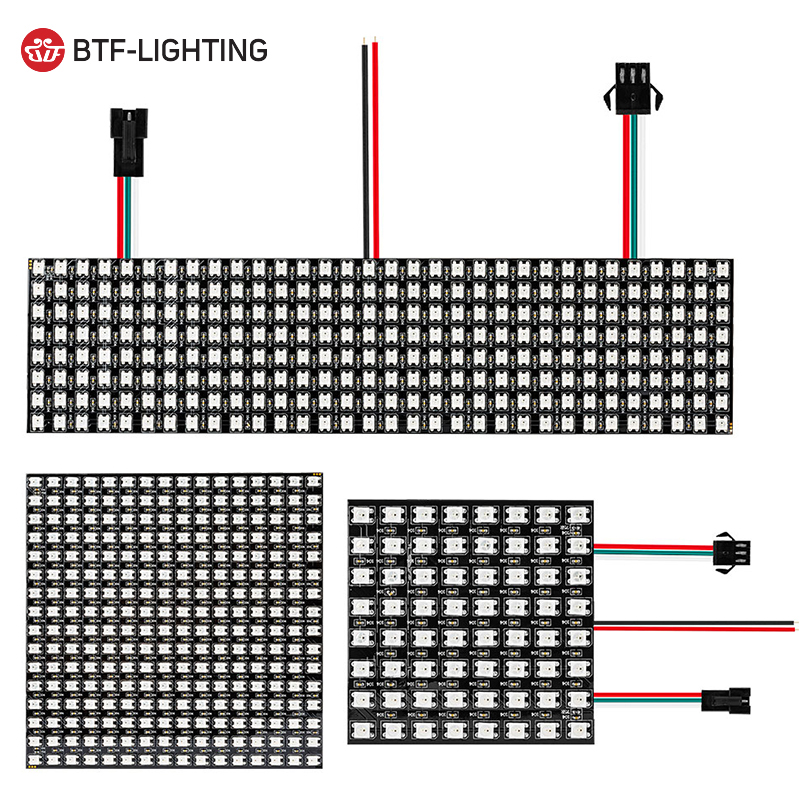 BTF-LIGHTING Full Dream Color 5V WS2812B SK6812 8x8 16x16 8x32 cm Flexible Programmable Led Pixel Matrix Display Panel