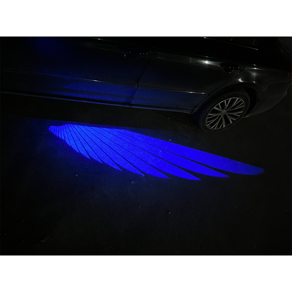 Auto Decorative Light Car Laser Spot Projection Lamp Rearview Mirror Angel Wings HD Car Welcome Lights blue red