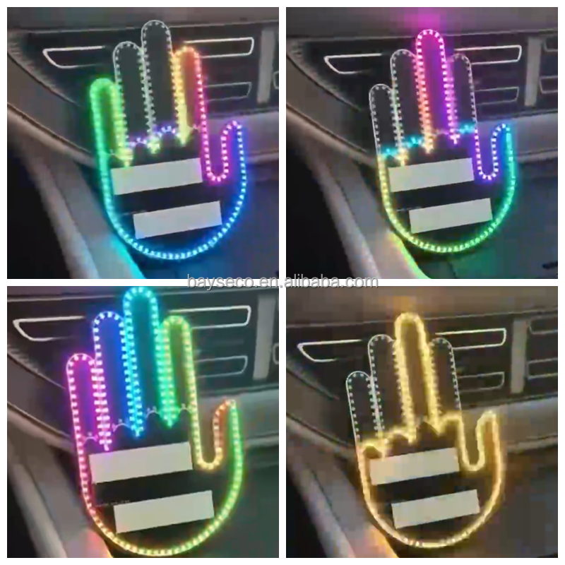 wholesale Flik Hand Light Car Led Hand Gesture Light Middle Finger Light for Car Sign Pump Up Led Display Remote Window Lamp