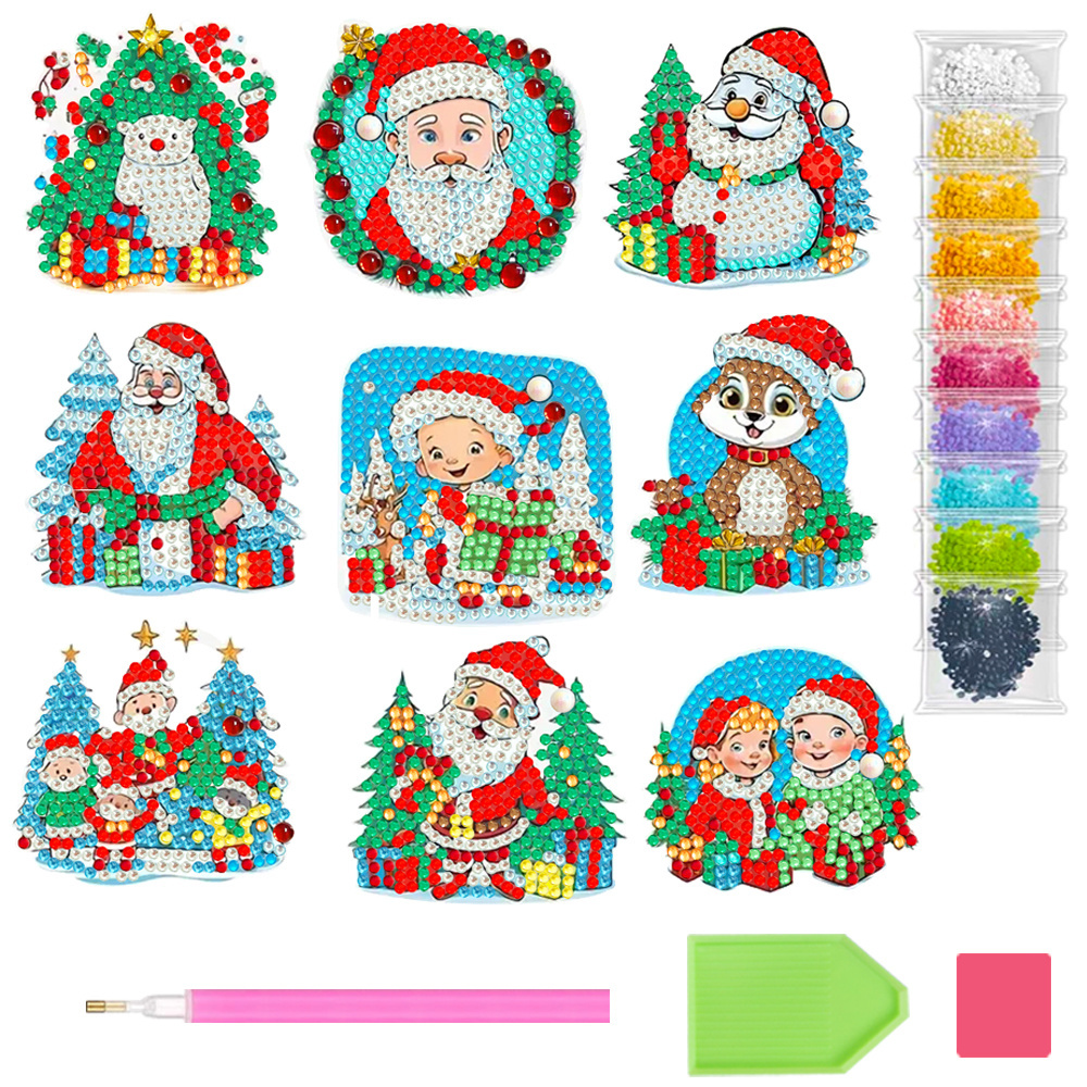 COOLEVE  Factory Wholesale 5D DIY Custom Christmas Style Fairy Dust Diamond Painting Keychain Drills Gems Diamond Paintings