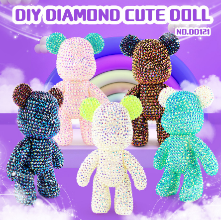 COOLEVE Factory Custom Full Resin Drill Beginner Mosaic Diamond Paintings Kit Free Shipping Violent Bear Point Diamond Doll Set