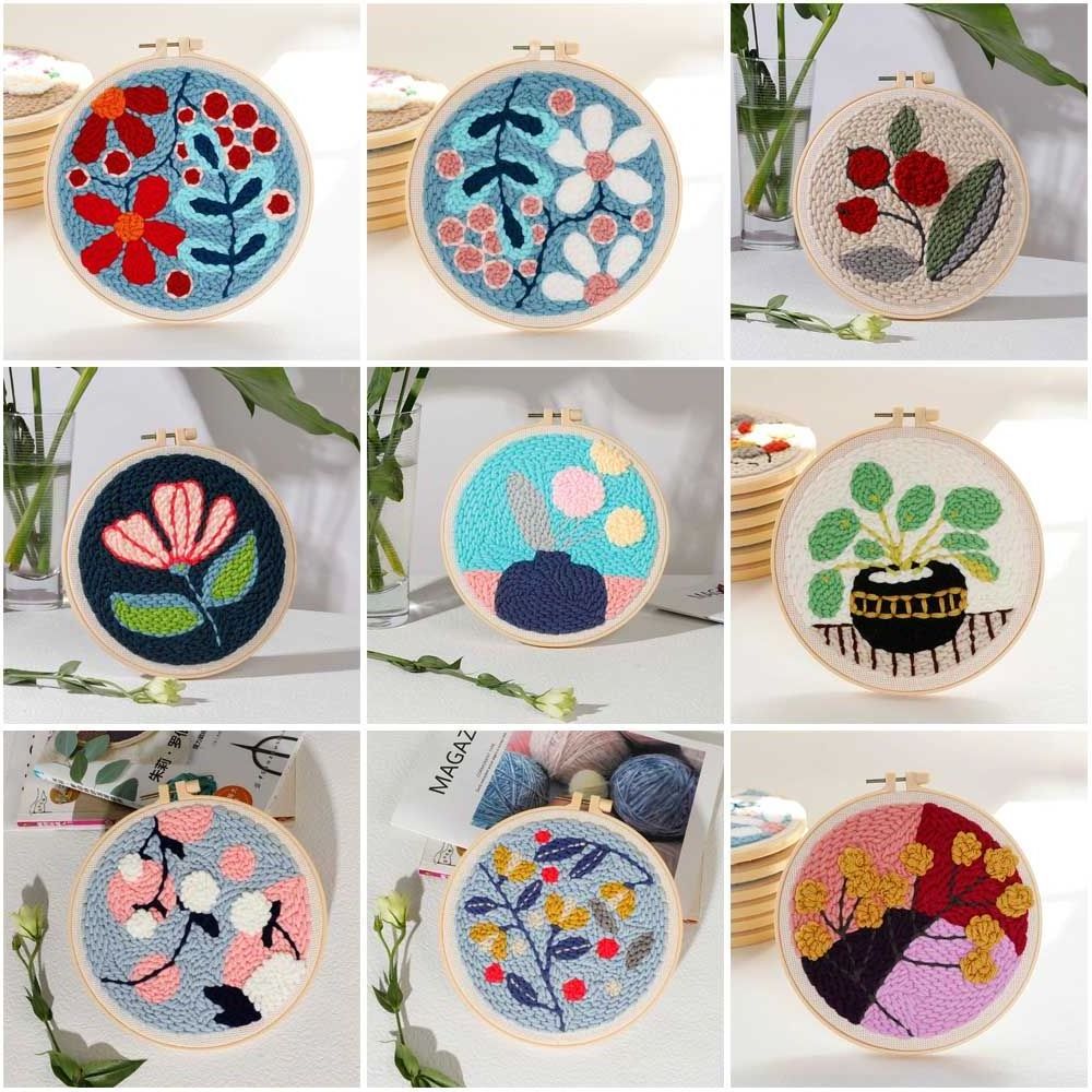 Needle Thread Sewing Accessories Ornament DIY Crafts Flower Embroidery Embroidery Hoop Needle Punch Cross Stitch Kit