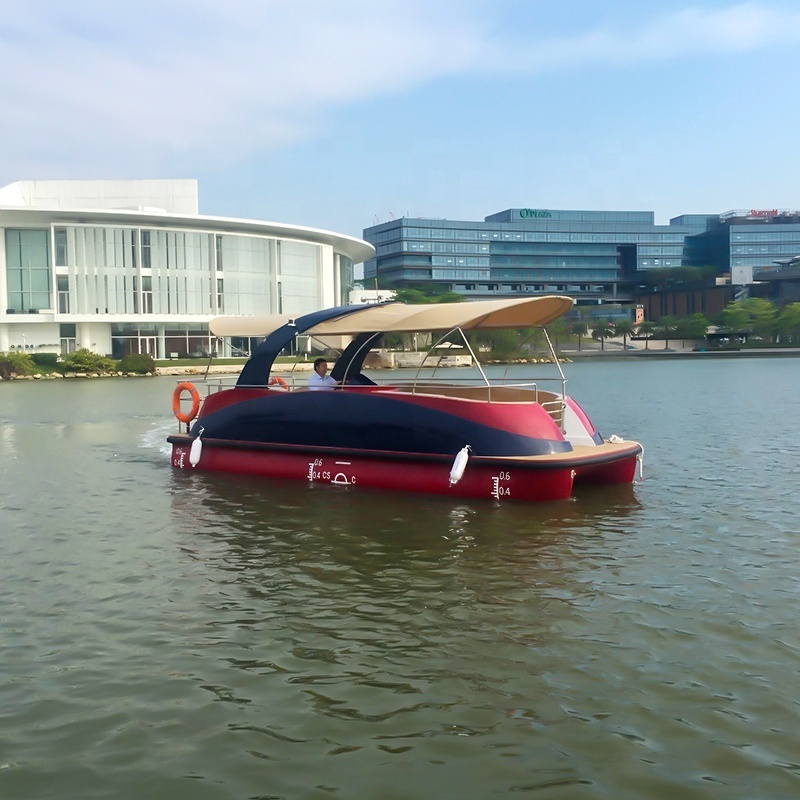 High Quality 27 Feet 8.18m Electric Catamaran Sightseeing  Fiberglass Boat Luxury Yacht For Sale