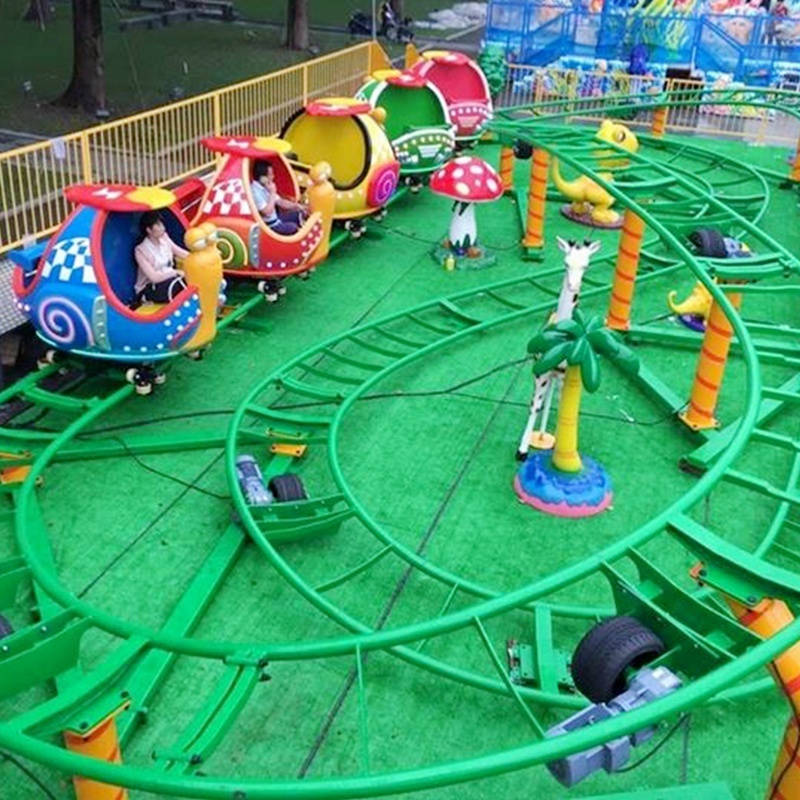 Factory Cheap Price Kids Amusement Park Ride Spinning Mini Roller Coaster Rides With Snail Cabin For Sale