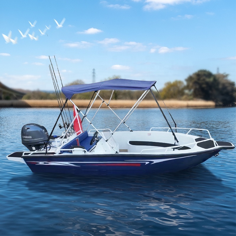 2023 Hot Selling 3-5 Persons 4.2m /14ft Small Aluminium Alloy Fishing Racing Boat with Sunshade