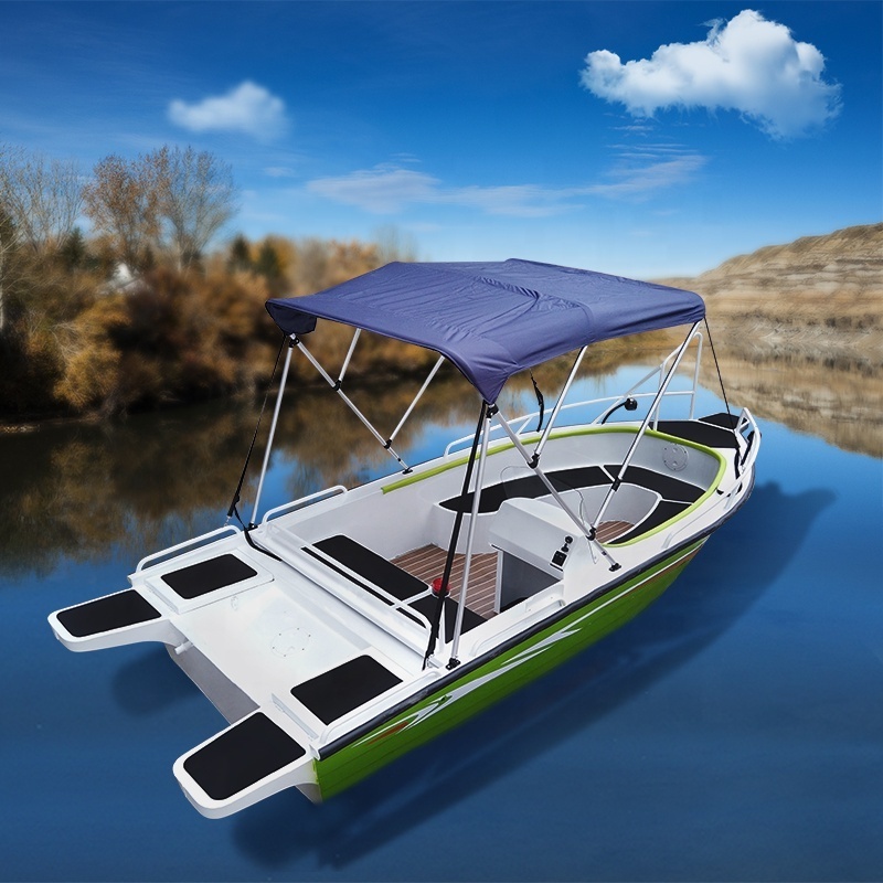 2023 Hot Selling 3-5 Persons 4.2m /14ft Small Aluminium Alloy Fishing Racing Boat with Sunshade