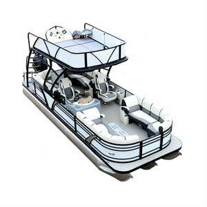 Large Luxury High Speed Water Sports Boat 30ft  Double Decker Yacht High Quality Aluminium Pontoon Boat with Slide