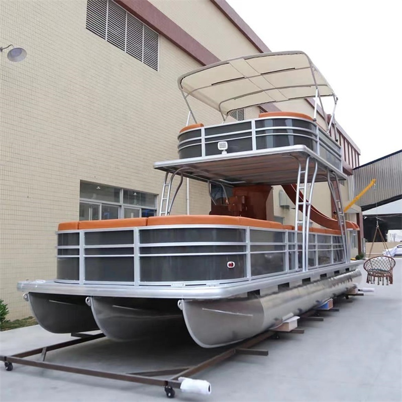 Good Business Luxury Yacht with Slide Aluminium Double Hull Pontoon Fish Boat for Sale