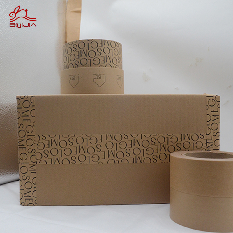 Baijin wholesale print Water activated reinforced kraft paper box tape self adhesive