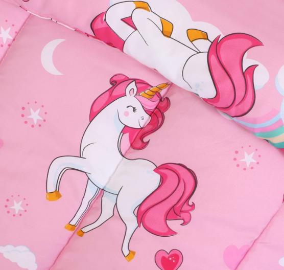 100% polyester brushed Microfiber baby kid  unicorn design print 3 pieces Comforter  Bedding Set with  two pillowcases