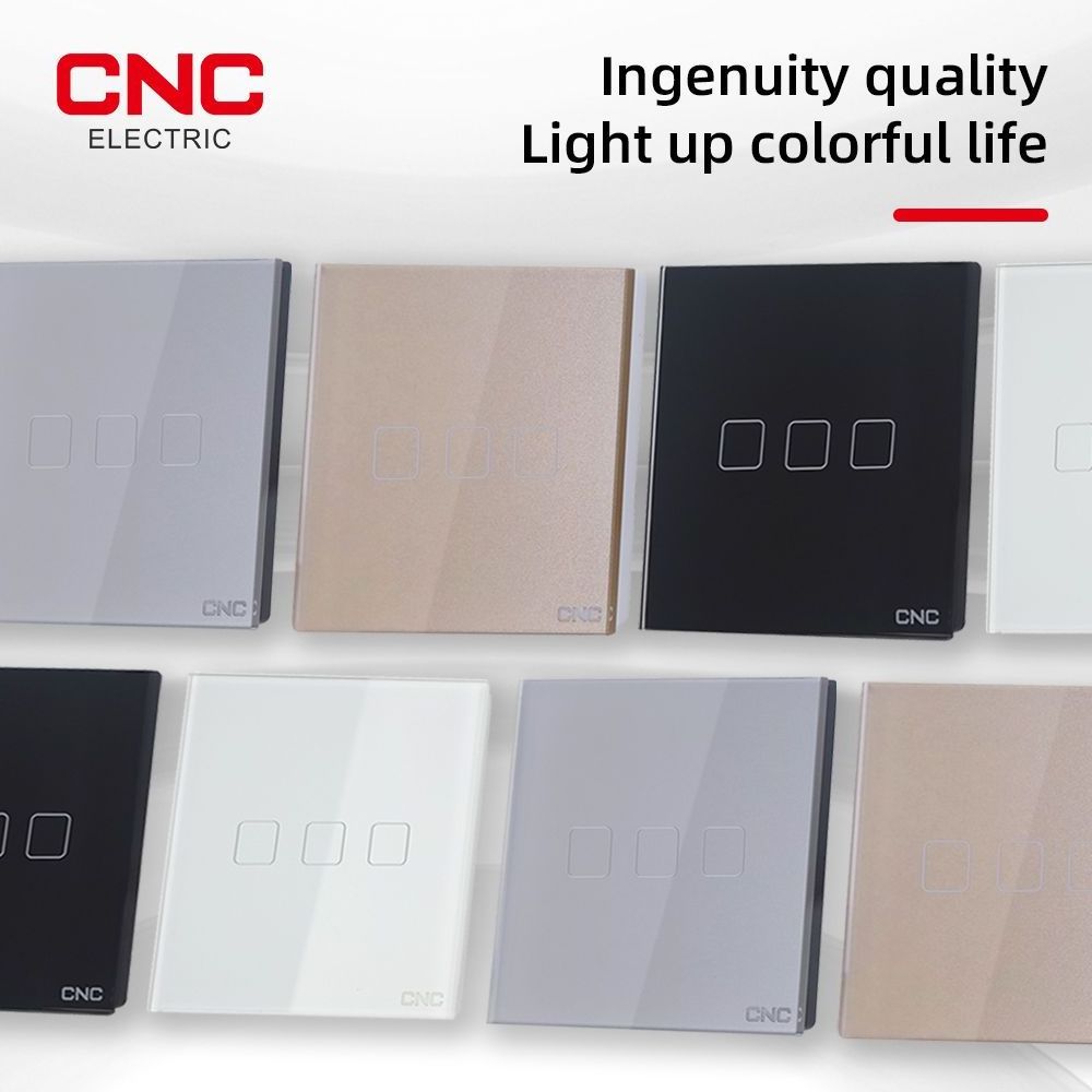 EU/UK Standard PC Bottom Case Glass Panel 1/2/3 Gang 1/2 Way Smart Crystal Touch Wall light Switch