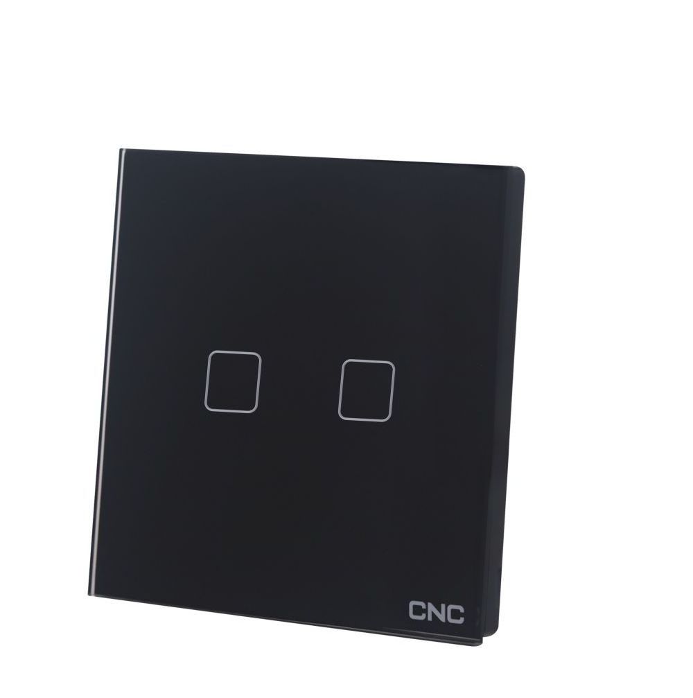 EU Standard 2 Gang Led With Cover Light Glass Touch Wall Switch