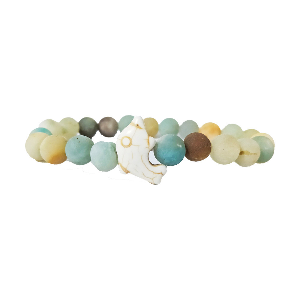 New Style Green Turquoise Dolphin Bracelet Volcanic Stone White Turquoise Natural Stone Elastic Beaded Bracelets