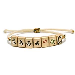 Handmade Hot Fashion Lucky Elastic White Mahjong Bracelet Custom Wholesale Bracelet Chinese Style