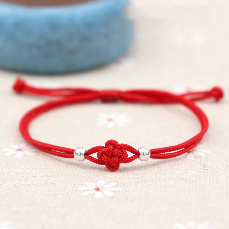 Lucky Bracelet Handmade Red Rope Clover Knot Charm Bracelet Red Thread String Wristband for Sisters Gifts