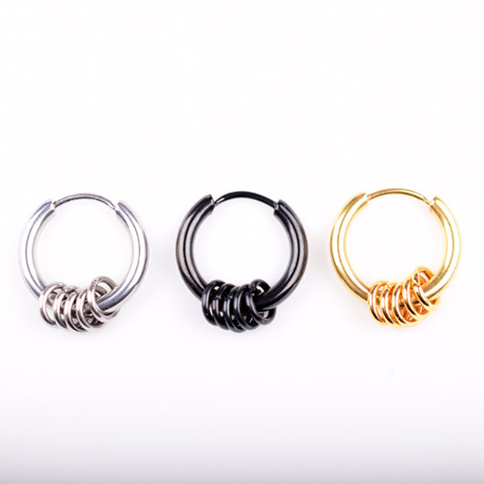 Fashion Trendy Korean Punk Style Huggie Hoop Earring Stainless Steel Piercing men Earrings for men